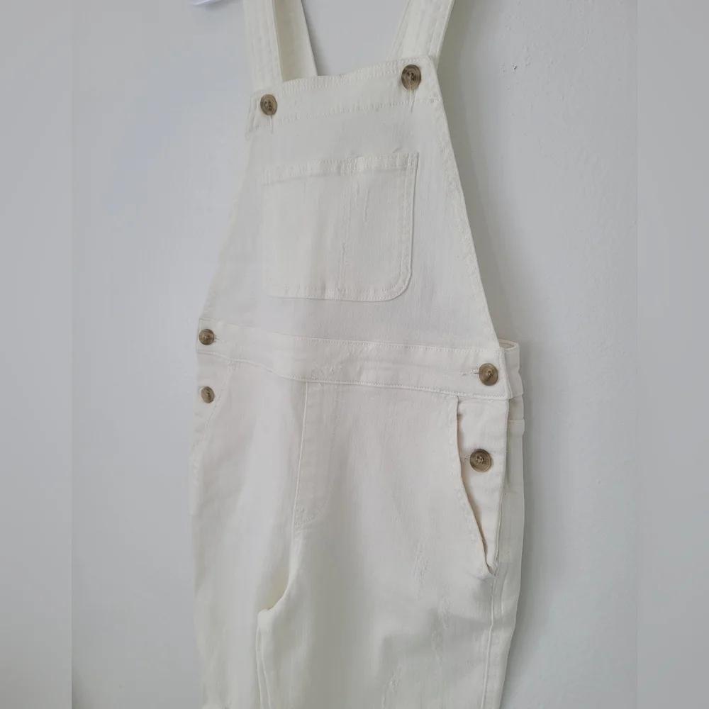 Pilcro and the Letterpress By Anthropologie Off White Jeans Overalls Size 26
